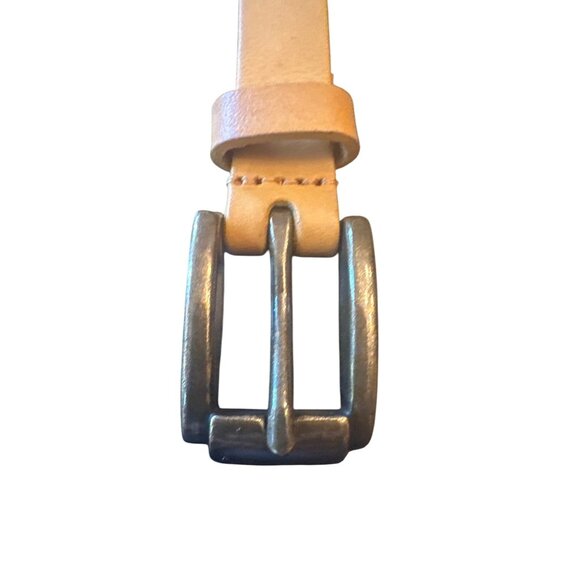 Vintage Style Leather Adjustable Carmel Belt Metal Buckle & Hinged Detail Small - Picture 2 of 6